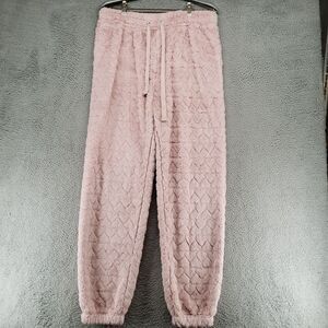 Crave Fame Womens L 32x30 High-Rise Double-Sided Woobie Pink Joggers